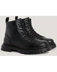 Tommy Hilfiger - Warm Lined Lace-up Leather Ankle Boots - Lyst