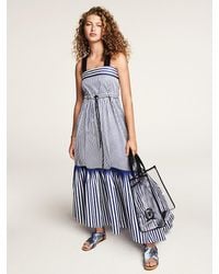 Tommy Hilfiger Maxi-jurk Met Streep Detail - Blauw