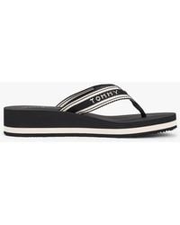 Tommy Hilfiger - Webbing Strap Signature Wedge Flip-Flops - Lyst