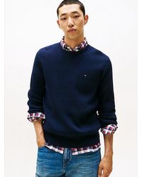 Tommy Hilfiger - Ribgebreide Trui Met Ronde Hals En Kasjmier - Lyst