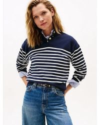 Tommy Hilfiger - Gestreepte Trui Met Opstaande Hals En Knopen - Lyst