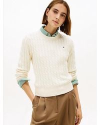 Tommy Hilfiger - Zopfmuster-Pullover Mit Rundhalsausschnitt - Lyst