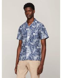 Tommy Hilfiger - Tropical Print Linen Regular Short Sleeve Shirt - Lyst