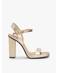 Tommy Hilfiger - Metallic Leren Sandaal Met Hoge Blokhak - Lyst