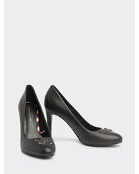 Tommy Hilfiger Essential Leren Pump Met Naaldhak - Zwart