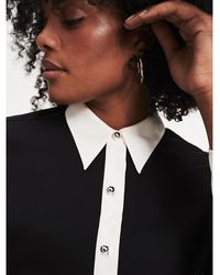 Tommy Hilfiger Zendaya Curve Blouse Met Contrasterende Kraag - Zwart