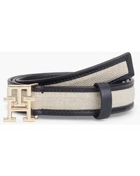 Tommy Hilfiger - Th Monogram Canvas Leather Belt - Lyst