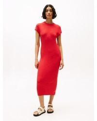 Tommy Hilfiger - Vestito Pullover Midi A Coste - Lyst