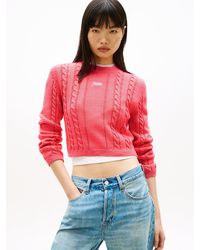 Tommy Hilfiger - Pull Slim En Maille Torsadée À Logo Brodé - Lyst