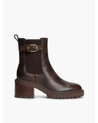 Tommy Hilfiger - Leather Buckle Block Heel Chelsea Boots - Lyst