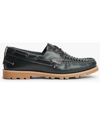 Tommy Hilfiger - Leather Braided Boat Shoes - Lyst
