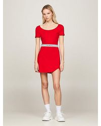 Tommy Hilfiger - Fit And Flare Jurk Met Logotape - Lyst
