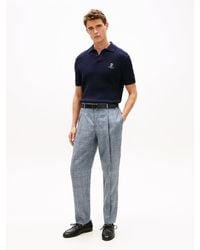 Tommy Hilfiger - New York Label Check Pure Linen Tapered Trousers - Lyst