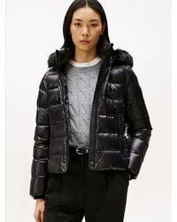 Tommy Hilfiger - Shiny Water Repellent Down Hooded Jacket - Lyst