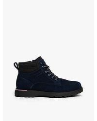 Tommy Hilfiger - Suède Veterlaars Met Profielzool - Lyst