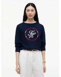 Tommy Hilfiger - Logo Embroidery Relaxed Crew Neck Jumper - Lyst