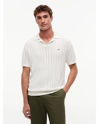 Tommy Hilfiger - Relaxed Pointelle Structured Polo Shirt With Linen - Lyst