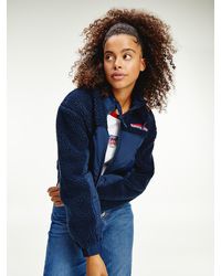 Tommy Hilfiger Cropped Jack Met Gemengde Textuur - Blauw