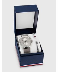 Tommy Hilfiger Cadeauset Met Horloge En Leren Armband - Blauw