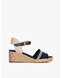 Tommy Hilfiger - Canvas Sandaal Met Sleehak En Franjes - Lyst