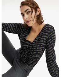 Tommy Hilfiger Bodysuit Met Neon Logo - Zwart