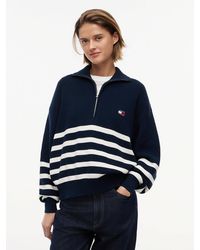 Tommy Hilfiger - Tommy Badge Stripe Quarter-Zip Jumper - Lyst