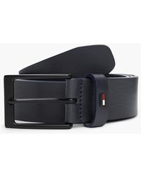 Tommy Hilfiger - Enamel Flag Rectangular Buckle Leather Belt - Lyst