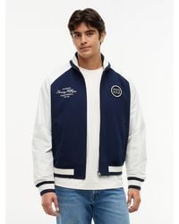 Tommy Hilfiger - Interlock Knit Colour-Blocked Relaxed Bomber Jacket - Lyst