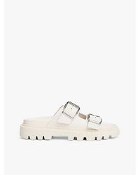 Tommy Hilfiger - Leren Sandaal Met Dubbele Band En Profielzool - Lyst