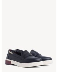 Tommy Hilfiger Casual Leren Instapper - Blauw