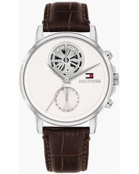 Tommy Hilfiger - Croco-Print Leather Skeleton Sub-Counter Watch - Lyst