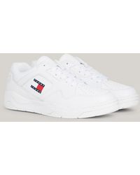 Tommy Hilfiger - Leather Contrast Panel Cupsole Trainers - Lyst
