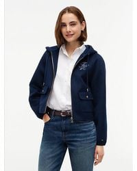 Tommy Hilfiger - Double Faced Wool Blend Relaxed Hooded Jacket - Lyst