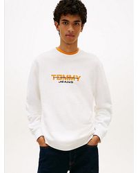 Tommy Hilfiger - Logo Sueded Terry Crew Neck Sweatshirt - Lyst