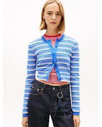 Tommy Hilfiger - Stripe Slim Crew Neck Cardigan - Lyst