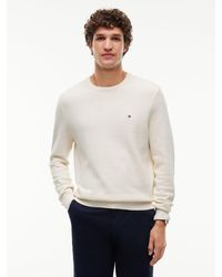 Tommy Hilfiger - Flag Embroidery Textured Crew Neck Jumper - Lyst