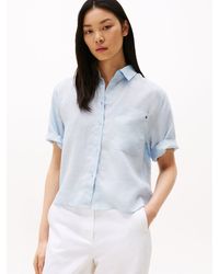 Tommy Hilfiger - Chemise À Manches Courtes En Lin Décontractée - Lyst