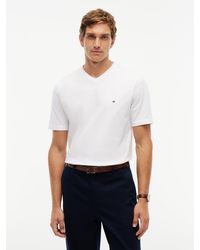 Tommy Hilfiger - Flag Embroidery V-neck T-shirt - Lyst