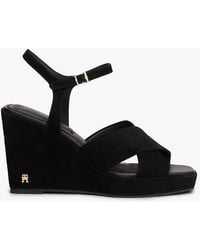 Tommy Hilfiger - Suede High Wedge Heel Sandals - Lyst