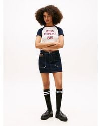 Tommy Hilfiger - Flag Embroidery Denim Straight Mini Skirt - Lyst