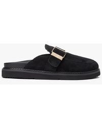 Tommy Hilfiger - Th Monogram Buckle Suede Mules - Lyst