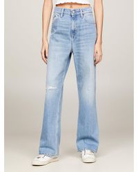Tommy Hilfiger - Betsy Mid Rise Wide Leg Distressed Jeans - Lyst