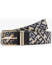 Tommy Hilfiger - Jacquard Double Keeper Square Buckle Belt - Lyst