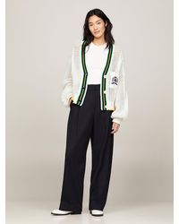 Tommy Hilfiger - Crest Mixed Knit Relaxed Cardigan - Lyst
