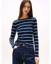 Tommy Hilfiger - T-Shirt Slim Fit A Coste Con Maniche Lunghe - Lyst