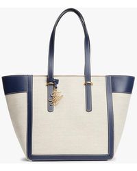 Tommy Hilfiger - Logo Charm Linen Blend Canvas Tote Bag - Lyst