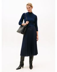 Tommy Hilfiger - Pleated Midi Fit And Flare Dress - Lyst