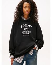 Tommy Hilfiger - Felpa Oversize Con Logo Floccato - Lyst