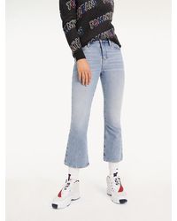 Tommy Hilfiger Stonewashed Cropped Flared Jeans - Blauw