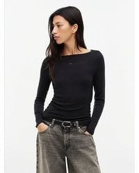 Tommy Hilfiger - Tommy Jeans Side Button Boat Neck Long Sleeve T-Shirt - Lyst